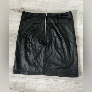 Black Faux Leather Zip-Front Mini Skirt